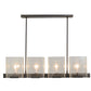 Meyda Lighting Ice Cube 41" 8-Light Timeless Bronze Island Chandelier With Clear Seeded Shade Glass