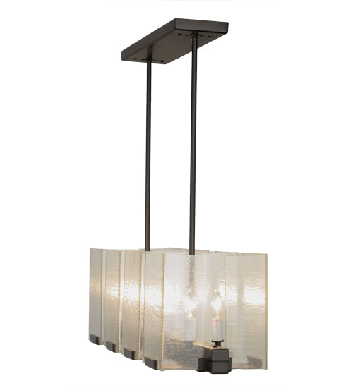 Meyda Lighting Ice Cube 41" 8-Light Timeless Bronze Island Chandelier With Clear Seeded Shade Glass