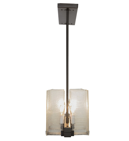 Meyda Lighting Ice Cube 41" 8-Light Timeless Bronze Island Chandelier With Clear Seeded Shade Glass