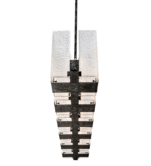 Meyda Lighting Ice Cube 60" 6-Light Smoke Island Chandelier With Clear Textured Shade Glass