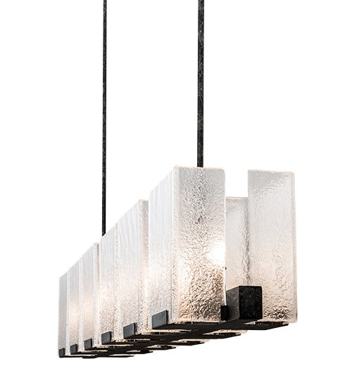 Meyda Lighting Ice Cube 60" 6-Light Smoke Island Chandelier With Clear Textured Shade Glass
