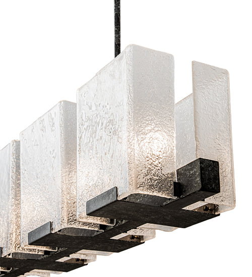 Meyda Lighting Ice Cube 60" 6-Light Smoke Island Chandelier With Clear Textured Shade Glass
