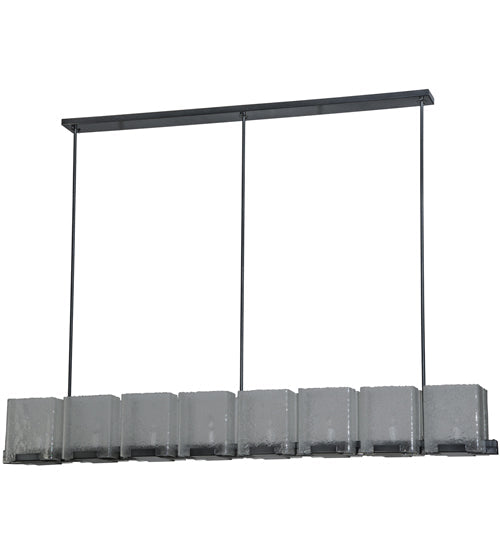 Meyda Lighting Ice Cube 78" 8-Light Black Chrome Over Nickel Chandelier With Clear Seeded Shade Glass
