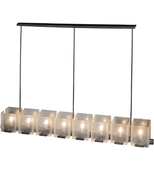 Meyda Lighting Ice Cube 78" 8-Light Black Chrome Over Nickel Chandelier With Clear Seeded Shade Glass