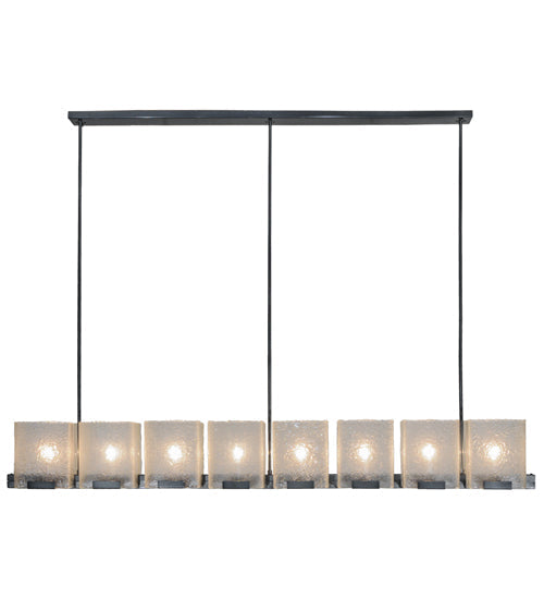 Meyda Lighting Ice Cube 78" 8-Light Black Chrome Over Nickel Chandelier With Clear Seeded Shade Glass