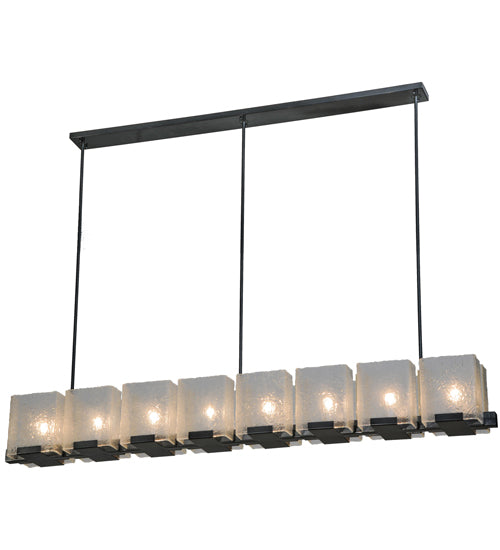 Meyda Lighting Ice Cube 78" 8-Light Black Chrome Over Nickel Chandelier With Clear Seeded Shade Glass