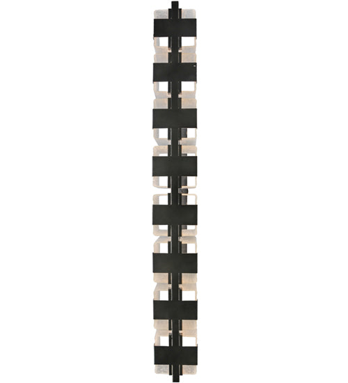 Meyda Lighting Ice Cube 78" 8-Light Black Chrome Over Nickel Chandelier With Clear Seeded Shade Glass