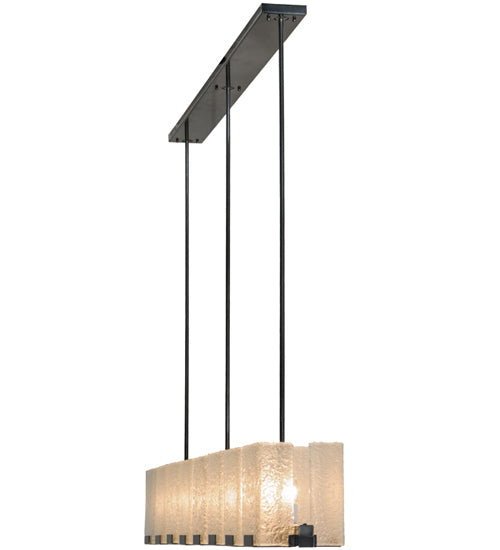 Meyda Lighting Ice Cube 78" 8-Light Black Chrome Over Nickel Chandelier With Clear Seeded Shade Glass