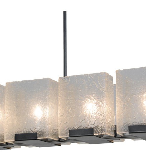 Meyda Lighting Ice Cube 78" 8-Light Black Chrome Over Nickel Chandelier With Clear Seeded Shade Glass