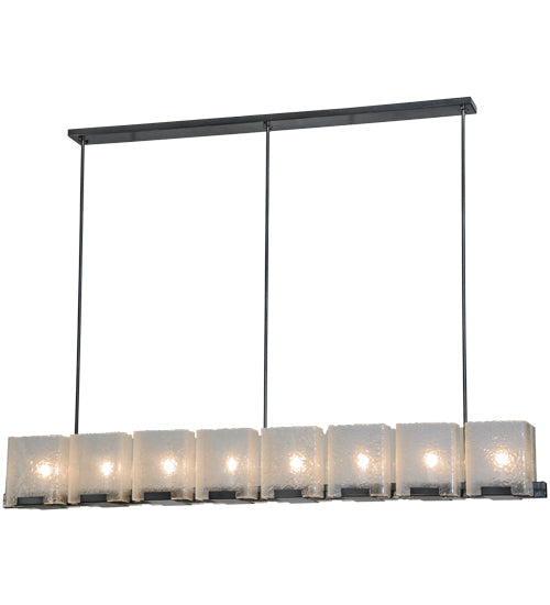 Meyda Lighting Ice Cube 78" 8-Light Black Chrome Over Nickel Chandelier With Clear Seeded Shade Glass
