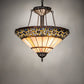 Meyda Lighting Ilona 199070 20" 3-Light Mahogany Bronze Inverted Pendant Light With Multi-Colored Shade Glass