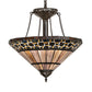 Meyda Lighting Ilona 199070 20" 3-Light Mahogany Bronze Inverted Pendant Light With Multi-Colored Shade Glass