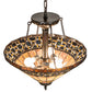 Meyda Lighting Ilona 199070 20" 3-Light Mahogany Bronze Inverted Pendant Light With Multi-Colored Shade Glass