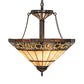 Meyda Lighting Ilona 199070 20" 3-Light Mahogany Bronze Inverted Pendant Light With Multi-Colored Shade Glass