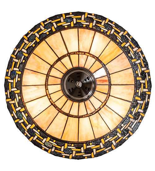 Meyda Lighting Ilona 199070 20" 3-Light Mahogany Bronze Inverted Pendant Light With Multi-Colored Shade Glass