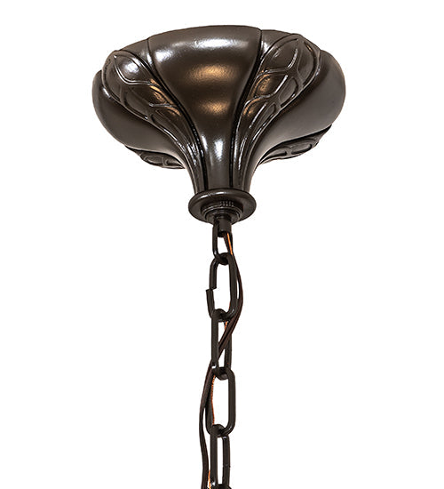 Meyda Lighting Ilona 199070 20" 3-Light Mahogany Bronze Inverted Pendant Light With Multi-Colored Shade Glass