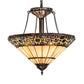 Meyda Lighting Ilona 199070 20" 3-Light Mahogany Bronze Inverted Pendant Light With Multi-Colored Shade Glass