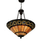 Meyda Lighting Ilona 20" 3-Light Mahogany Bronze Inverted Pendant Light With Multi-Colored Shade Glass