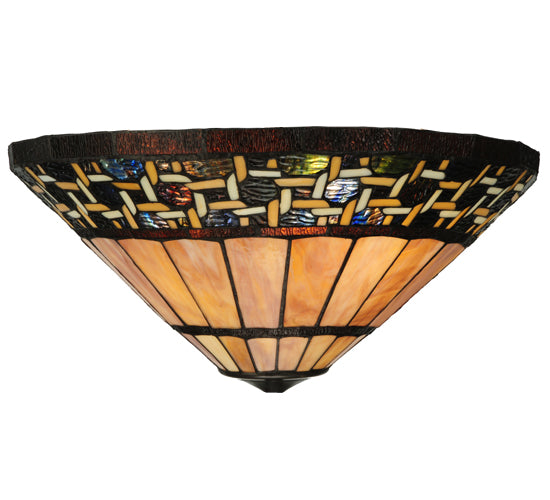 Meyda Lighting Ilona 20" 3-Light Mahogany Bronze Inverted Pendant Light With Multi-Colored Shade Glass