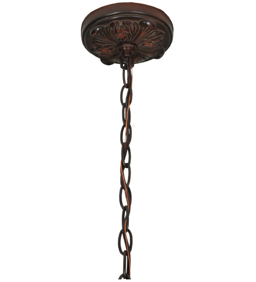 Meyda Lighting Ilona 20" 5-Light Mahogany Bronze Chandelier With Multi-Colored Shade Glass