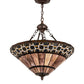Meyda Lighting Ilona 20" 6-Light Mahogany Bronze Inverted Pendant Light With Multi-Colored Shade Glass