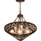 Meyda Lighting Ilona 20" 6-Light Mahogany Bronze Inverted Pendant Light With Multi-Colored Shade Glass