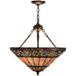 Meyda Lighting Ilona 20" 6-Light Mahogany Bronze Inverted Pendant Light With Multi-Colored Shade Glass