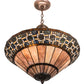 Meyda Lighting Ilona 20" 6-Light Mahogany Bronze Inverted Pendant Light With Multi-Colored Shade Glass