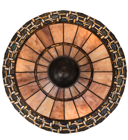 Meyda Lighting Ilona 20" 6-Light Mahogany Bronze Inverted Pendant Light With Multi-Colored Shade Glass