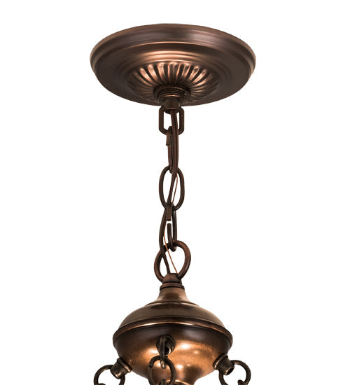 Meyda Lighting Ilona 20" 6-Light Mahogany Bronze Inverted Pendant Light With Multi-Colored Shade Glass