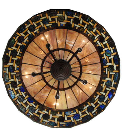 Meyda Lighting Ilona 20" 6-Light Mahogany Bronze Pendant Light With Multi-Colored Shade Glass