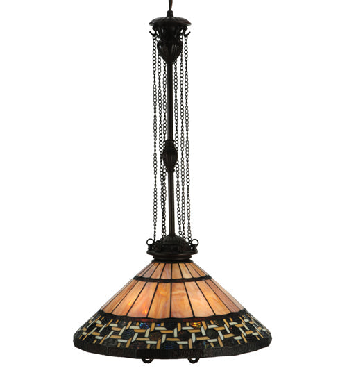Meyda Lighting Ilona 20" 6-Light Mahogany Bronze Pendant Light With Multi-Colored Shade Glass