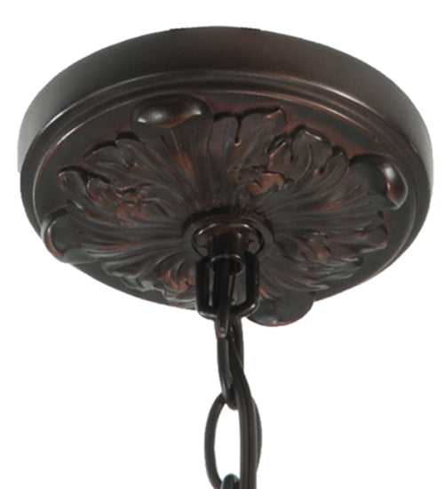 Meyda Lighting Ilona 20" 6-Light Mahogany Bronze Pendant Light With Multi-Colored Shade Glass