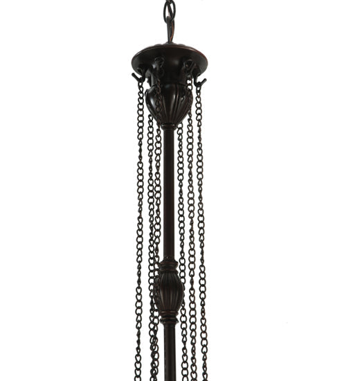 Meyda Lighting Ilona 20" 6-Light Mahogany Bronze Pendant Light With Multi-Colored Shade Glass