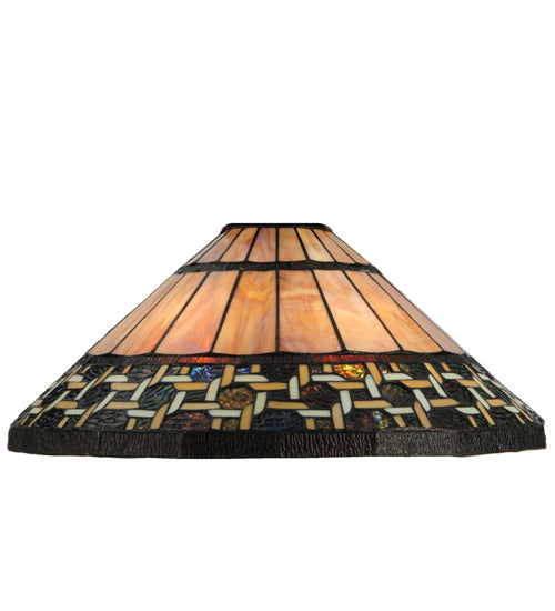 Meyda Lighting Ilona 20" 6-Light Mahogany Bronze Pendant Light With Multi-Colored Shade Glass