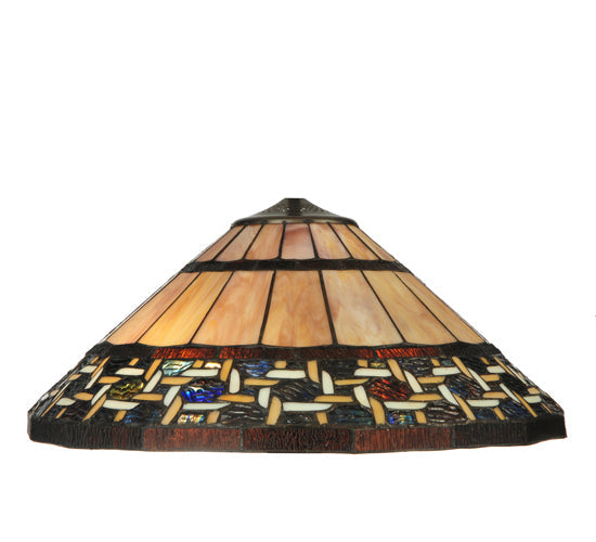 Meyda Lighting Ilona 25" 2-Light Mahogany Bronze Table Lamp With Multi-Colored Shade Glass