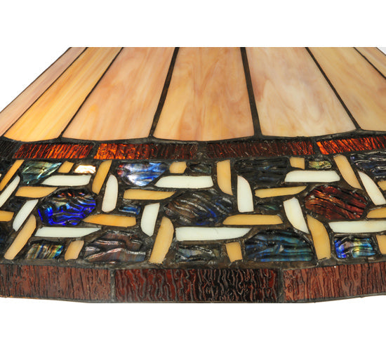 Meyda Lighting Ilona 25" 2-Light Mahogany Bronze Table Lamp With Multi-Colored Shade Glass