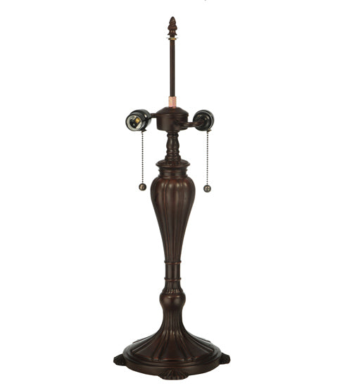 Meyda Lighting Ilona 25" 2-Light Mahogany Bronze Table Lamp With Multi-Colored Shade Glass