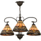 Meyda Lighting Ilona 28" 3-Light Mahogany Bronze Chandelier With Multi-Colored Shade Glass