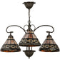 Meyda Lighting Ilona 28" 3-Light Mahogany Bronze Chandelier With Multi-Colored Shade Glass