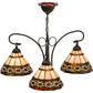 Meyda Lighting Ilona 28" 3-Light Mahogany Bronze Chandelier With Multi-Colored Shade Glass
