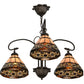Meyda Lighting Ilona 28" 3-Light Mahogany Bronze Chandelier With Multi-Colored Shade Glass