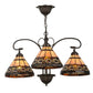 Meyda Lighting Ilona 28" 3-Light Mahogany Bronze Chandelier With Multi-Colored Shade Glass