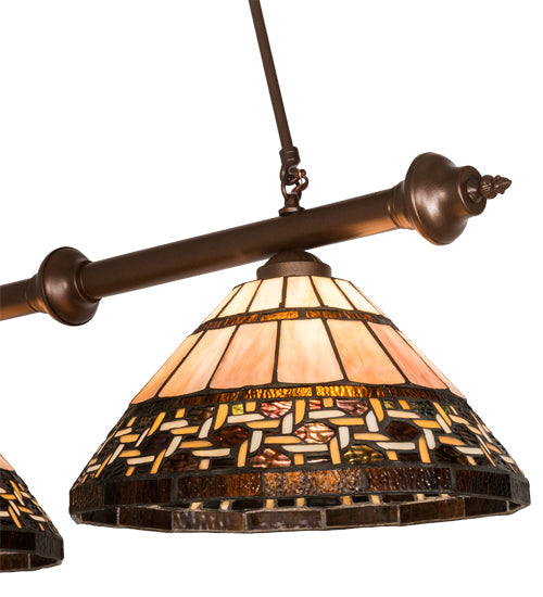 Meyda Lighting Ilona 36" 2-Light China Mahogany Bronze Island Pendant Light With Brown & Beige Shade Glass
