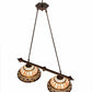 Meyda Lighting Ilona 36" 2-Light China Mahogany Bronze Island Pendant Light With Brown & Beige Shade Glass