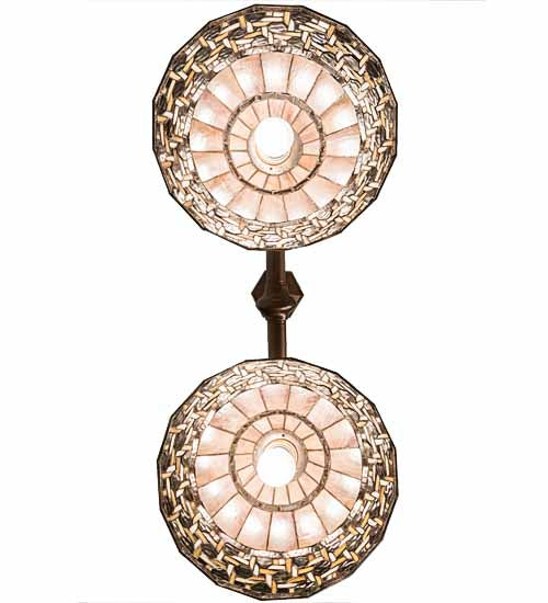 Meyda Lighting Ilona 36" 2-Light China Mahogany Bronze Island Pendant Light With Brown & Beige Shade Glass
