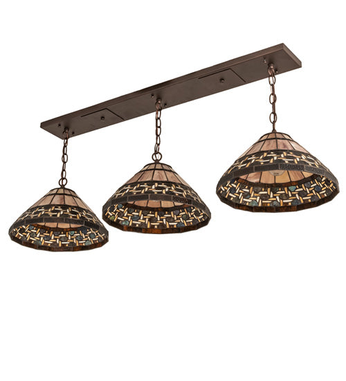 Meyda Lighting Ilona 48" 3-Light Mahogany Bronze Island Pendant Light With Beige & Brown Shade Glass