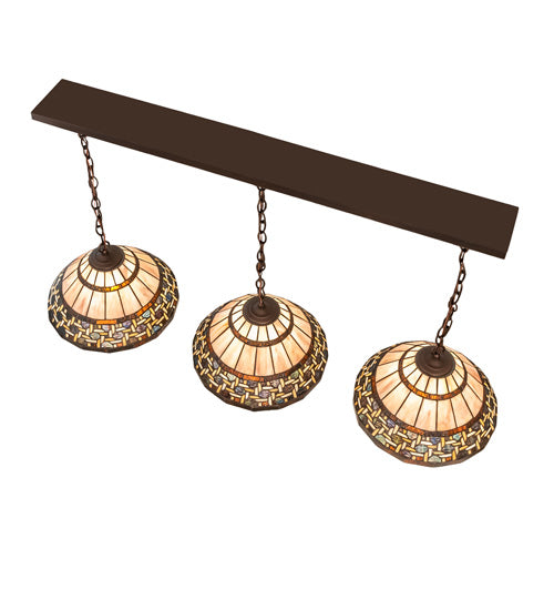 Meyda Lighting Ilona 48" 3-Light Mahogany Bronze Island Pendant Light With Beige & Brown Shade Glass