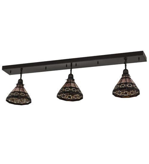 Meyda Lighting Ilona 52" 3-Light Craftsman Brown Island Pendant Light With Chocolate & Beige Shade Glass