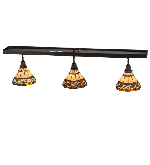 Meyda Lighting Ilona 52" 3-Light Craftsman Brown Island Pendant Light With Chocolate & Beige Shade Glass